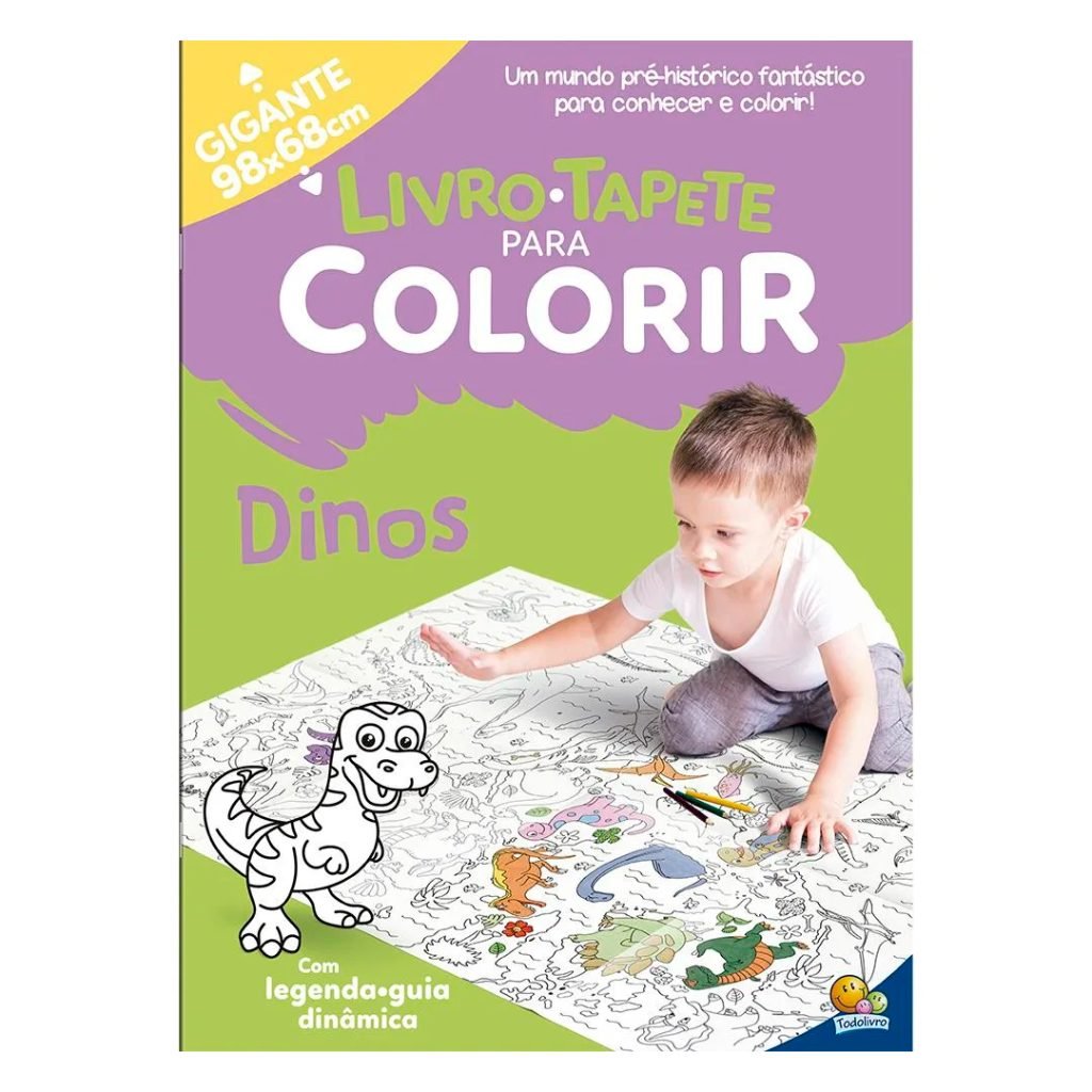 Livro infantil colorir tapete dinos